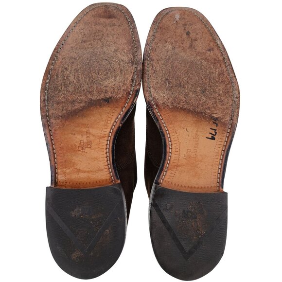 Vintage Allen Edmonds Mens 8A Brown Suede Leather Dress Shoes Captoe Oxfords USA - Picture 8 of 11